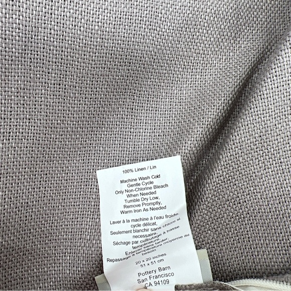 Pottery Barn Taupe And Cream Awning Stripe Linen 20x20 Pillow Cover NWOT - Picture 5 of 7